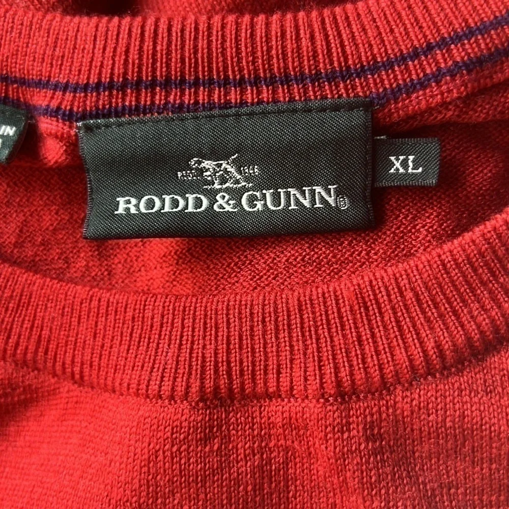 Rodd & Gunn Extrafine Merino Wool Solid Red Crewneck Pullover‎ Sweater Size XL